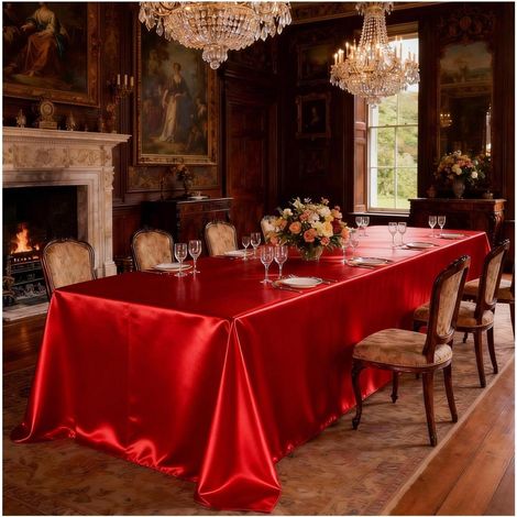Nappe rectangulaire Satin Smooth & Glossy Rouge 140x200 cm