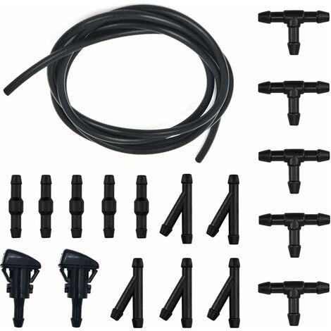 XVX Durite Lave Glace, Kit de Tuyau Essuie Glace, 5M Tuyau de Liquide de Lave-Glace, avec raccord de tuyau 15 Pices + 2 Pcs Buse, (1/4)