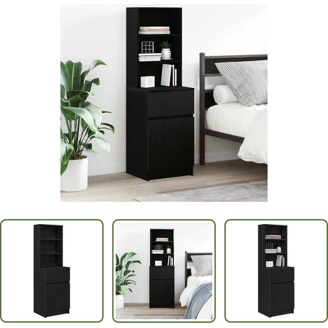 vidaXL Schrank - Nachttisch Schwarz 39x35x125 cm Holzwerkstoff (1/5)