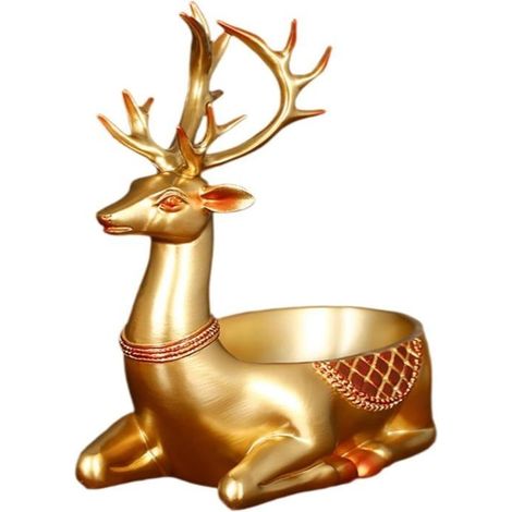 Bonboniere in Hirschform, Ablagefach für den Schreibtisch, Dekoration für Bürotisch, Wohnzimmer oder Eingangsbereich, Gold (1/5)