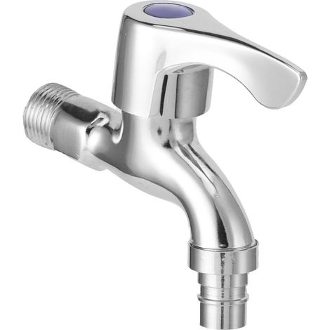 Robinet mural simple à filetage mâle G1/2, finition brossée à froid, pour lavabo de salle de bain ou piscine. (1/5)