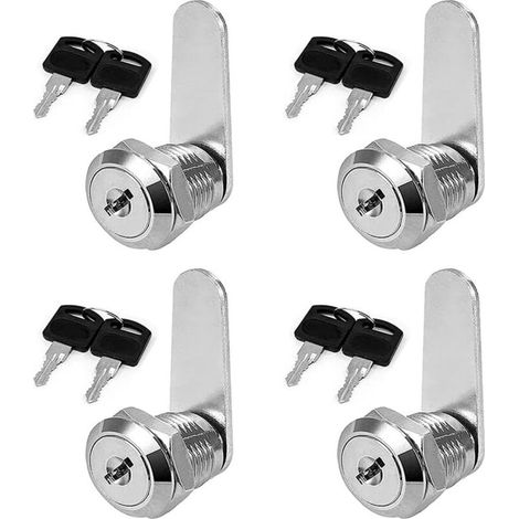 4 Pièces Serrure De Meuble À Cylindre, Serrure Boite Aux Lettres, Serrure De Tiroir 30mm, Serrure À Came, Chaque Serrure A Des Clés Différentes, Pour Armoire De Placard, Armoire (1/4)