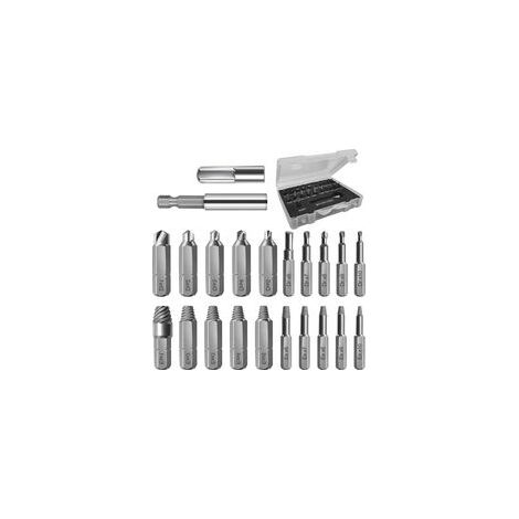 22 Pièces Endommagé Vis Extracteurs, Endommagé Vis Extracteurs, HSS Ensemble Décapant Boulon avec Porte-Embout Magnétique Et Adaptateurde Douille pour Vis Cassée, Décapant Dénudé Boulon (1/5)