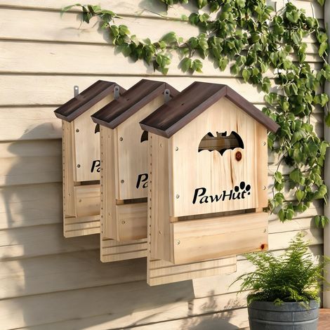 Abri à chauves-souris en bois naturel lot de 3 21,5 x 11,5 x 34 (1/5)