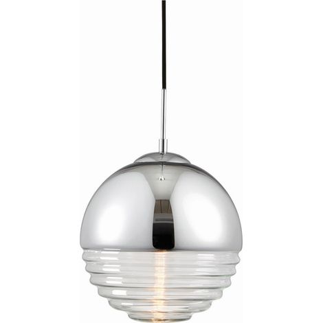 Endon Paloma - 1 Light Globe - Lámpara colgante de techo de vidrio acanalado transparente, cromado, E14 (1/5)