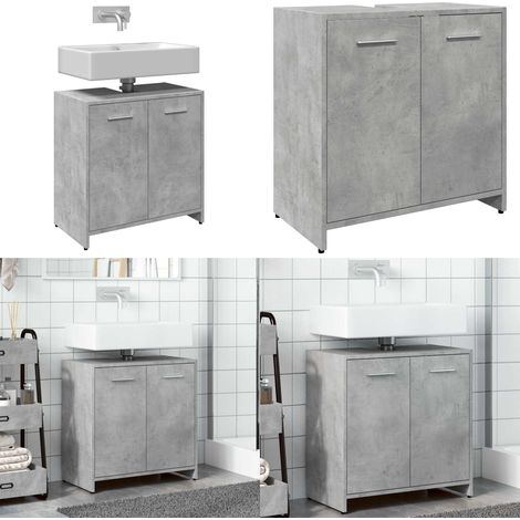 vidaXL Armoire lavabo de salle de bain gris béton 60x33x60 cm (1/5)