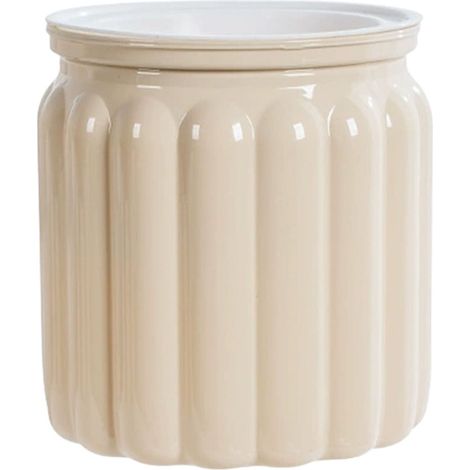 Zwei beige selbstentleerende Blumentöpfe, kleine Blumentöpfe, transparente selbstentleerende Blumentöpfe mit tiefer Rille, Kunststoffblumentöpfe, geeignet für alle Zimmerpflanzen, selbstentleerende Bl