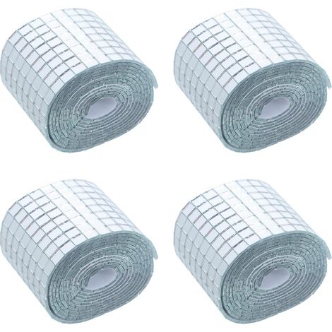 Mosaïques miroir argentées autocollantes 4 rouleaux en fibre (1/5)