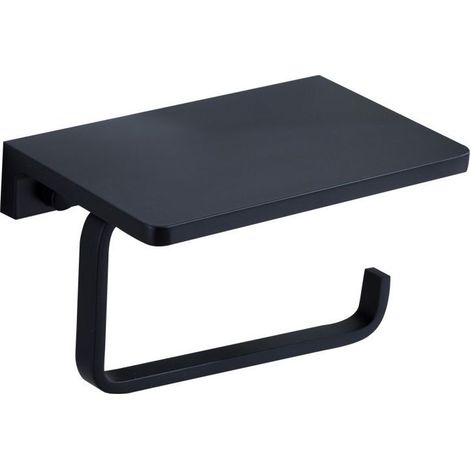 Porte-rouleau de papier toilette en aluminium spatial, style hôtel haut de gamme, avec espace de rangement pour téléphone portable, finition noire huilée.