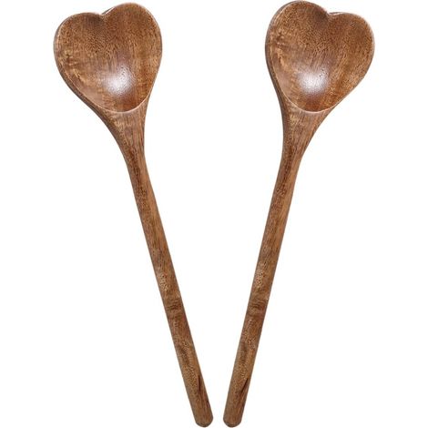 Lot 2 cuillères mélange acacia 25,5×7×1,3 cm, longues pour salade, miel, service (1/5)