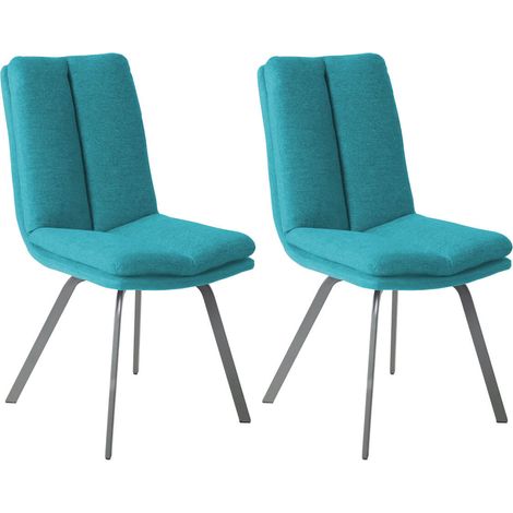 CALLAM - Lot de 2 Chaises Bleues avec Sur-Coussin (1/4)