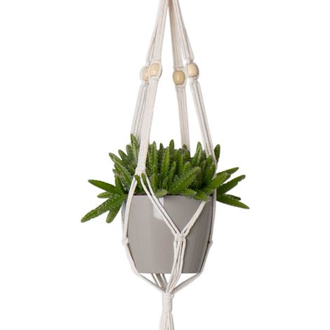 artevasi© MAKRAMEE Blumenampel 3-fach Halter Trio Weiß 160 cm (1/2)