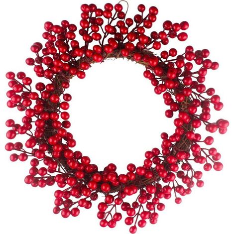 Guirlande De Noël - Couronne De Baies Rouges - Diamètre 30 35 Ou 40 Cm - Pour Porte Mur Ou Cheminée - Intérieur Et Extérieur Abrité - 1 Pièce