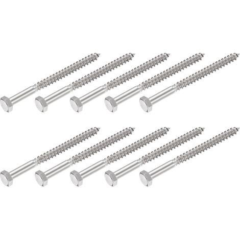 Hex Tirefond Vis (M8x100mm)10pcs, 304 Inox Acier Autotaraudeurs Bois Boulons - pour Ménage Applications (1/5)