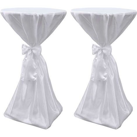 Housse de table blanche avec ruban 80 cm 2 pièces (1/5)