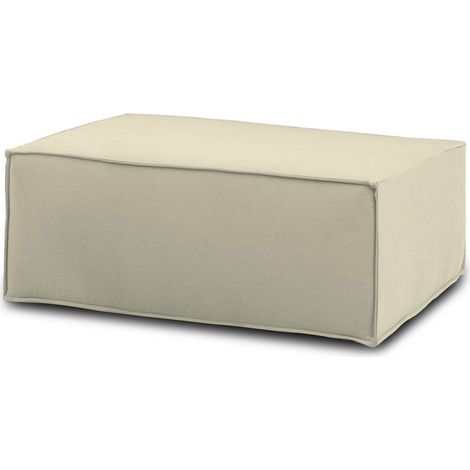 Dmora - Puff Dabdella, Otomana de la sala de estar, 100% Made in Italy, Sillón relax en tela tapizada, Cm 100x70h43, Beige