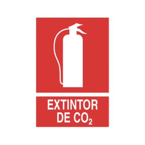 Señal luminiscente 297x210mm para extintor CO2, diseño variable pero significado fijo. (1/2)