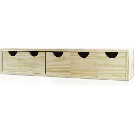 Cassettiera da Tavolo 5 Cassetti 11,3x5,7x14 cm in Legno di Pino Massello Naturale (1/2)