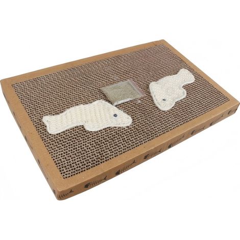 Griffoir aromatique pour chat à l'herbe à chat, avec jouets en forme de poisson en sisal (1/2)