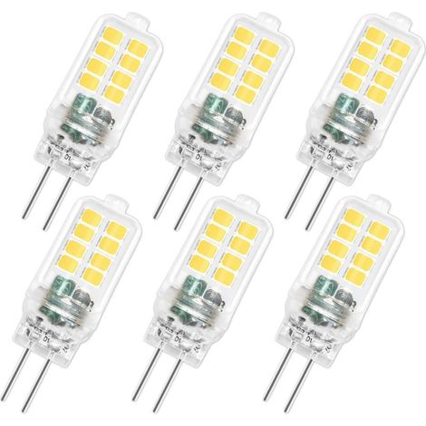 Ampoule LED G4 12V 3W, Non Dimmable, 16SMD 300LM Blanc Froid 6000K, Équivalent 25W G4 Ampoule Halogène, Ampoule G4 LED pour Lustre, Éclairage Paysager, Lumière d'armoire, Chambre, Lot de 6 (1/5)