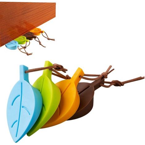 Juego de 4 topes de puerta de silicona con forma de hoja de dibujos animados para bebés - 92,55 cm - Multicolor (1/4)