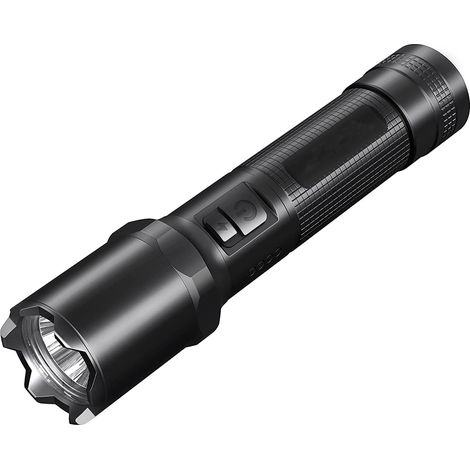 Lampe torche tactique rechargeable 1000 lumens USB C - Interrupteur double face - 3 modes plus flash - Étanche IPX6 - Pour le camping, l'extérieur, les urgences