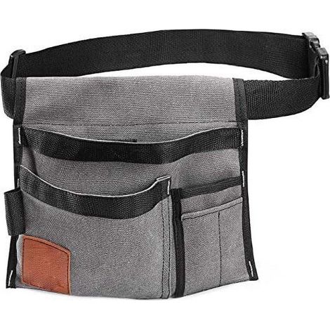 Einseitige Werkzeuggürteltasche mit 6 Taschen/Allzweckgürteltasche/Werkzeugschürze für Tischler/Gartenarbeiter/Schneider. Robuste Canvas-Konstruktion. Bequemer verstellbarer Gürtel. Leichtgewicht (gra