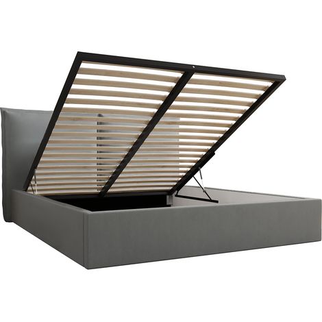 Bett mit Bettkasten 160x200cm Grau
