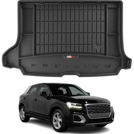 Tapis de Coffre 3D TPE Premium Compatible avec Audi Q2 2016-2020 - Bac de Protection de Coffre Intérieur antidérapant Revêtement de Coffre Bords Hauts pour Voiture Noir