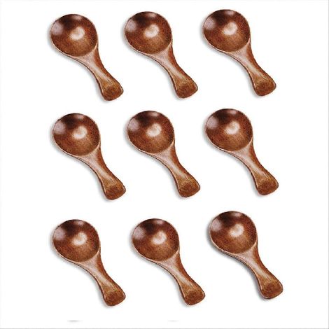 Lot de 9 pièces petit en bois cuillères, 3.2 pouces petit en bois cuillères pour pots (1/5)