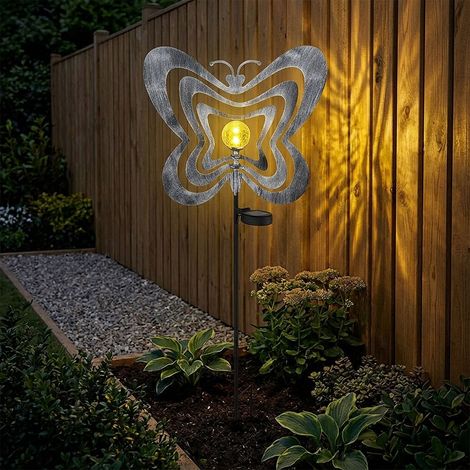 Solarleuchte Gartenlampe Außenleuchte Metall silbergrau LED Glaskugel H 83 cm (1/5)