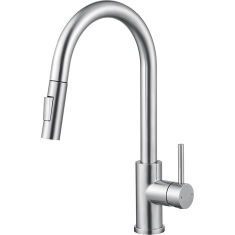 Robinet Cuisine Douchette, Mitigeur Cuisine avec Douchette Extractible 2 Modes de Pulvérisation, Robinetterie Evier de Cuisine Pivotant à 360° Chaud et Froid en Acier Inoxydable - SÉRIE SOFETIY (1/5)