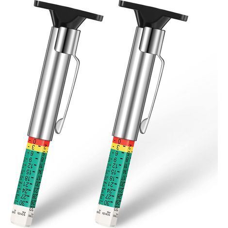2 Pcs Jauge de Profondeur de Bande de Roulement, Outil de Mesure de Pneus à Code Couleur Intelligent (1/5)