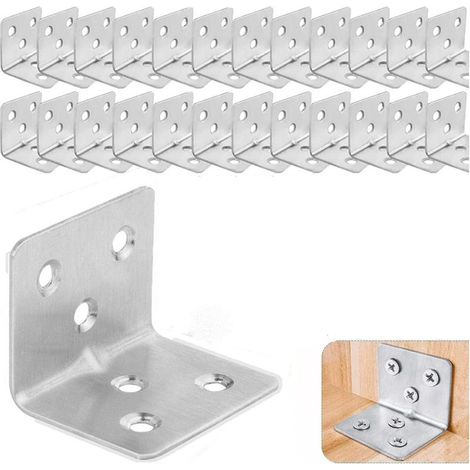 Lot de 24 Équerre d'assemblage Renforcée Inox, 38x31x31mm Plaque Equerre Inox, Equerre Metal pour Fixation de Inox (1/5)