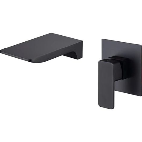 Robinet Mitigeur Mural Lavabo Cascade Noir En Laiton