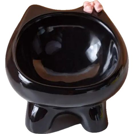 Bol pour chat, design incliné à 15 degrés, céramique de haute qualité, noir (1/2)
