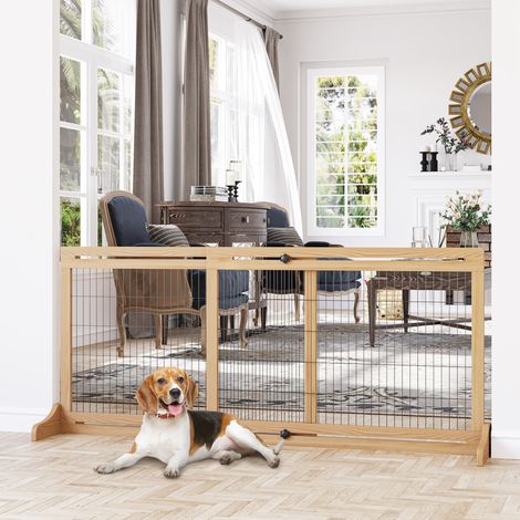 Naturelle 180x36x69 cm - Barrière de sécurité extensible conçu pour chiens Barrière en bois 104