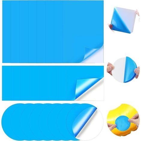 24 Self-Adhesive Pool Repair Patches, PVC Pool Liner Patches, Self-Adhesive PVC Inflatable Repairs, Self-Adhesive PVC Repair Patches, Patch Repair Kit (Blue) (1/5)