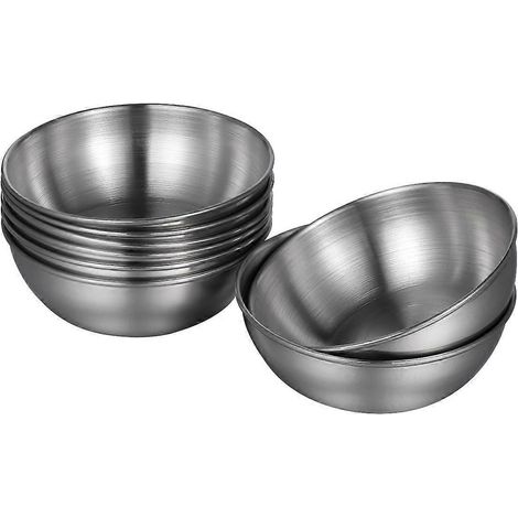 BESTONZON Lot de 8 coupelles à sauce en acier inoxydable, bols à trempette ronds, soucoupes, assiettes à apéritif-8.00X8.00X3.00CM