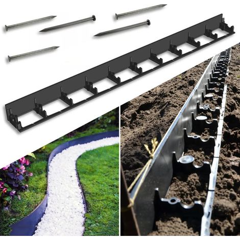 Bordo per aiuole giardino h 8 cm, decorazioni con ghiaia, bordura prato sintetico - Kit 12 metri con chiodi di fissaggio (1/5)