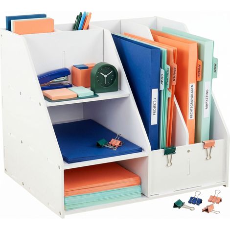 A4 Schreibtisch-Organizer mit Fächern – Weißes MDF (1/5)