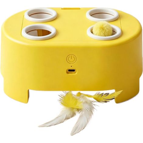 Chat Jouet Interactif Jeu Pour Animal Automatique À Plateau Tournant Avec Plumes Jouet Plateau Tournant D'Éveil Pour Chaton Divertissement Anti-Stress Intérieur Extérieur Maison Chambre (1/5)