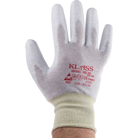 Gants de manutention RS PRO taille 10, L, Antistatique, 20 gants, Gris ( Prix pour Sachet de 10 ) (1/2)