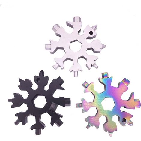 Outil multifonction flocon de neige 3 pièces 18 en 1 portable, porte-clés tournevis flocon de neige, outil multifonction flocon de neige (1/5)