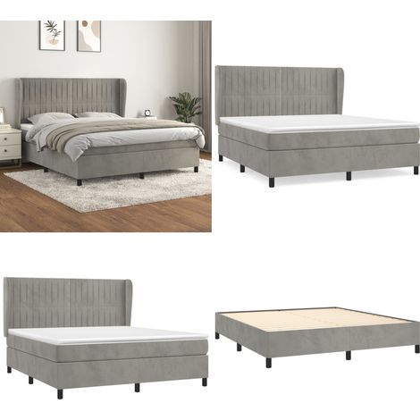Boxspringbett mit Matratze Hellgrau 180x200 cm Samt - Samtbett - Boxspringbett - Doppelbett - Schlafzimmermöbel - Luxusbett - Home & Living (1/5)