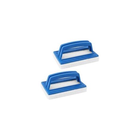 Set di 2 spazzole per la pulizia della piscina, spazzole per pareti, spazzole in spugna per vasche da bagno, spazzole manuali per piscina (14,5 x 8,5 x 7 cm, blu) - Crezuo