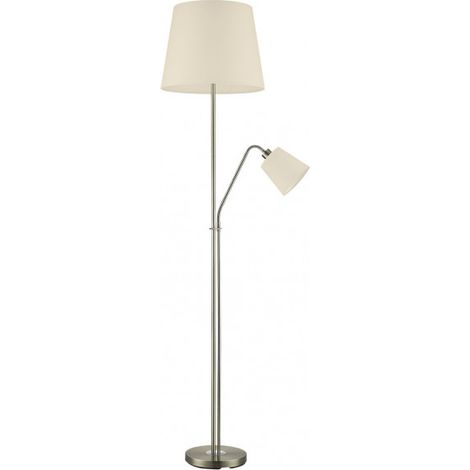 Stehleuchte 1xE27+1xE14 180cm Leder Beige Schirme Arturo Serie