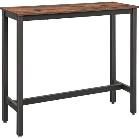 Vasagle – Table de bar fine 120 x 40 x 100 cm – Cadre en acier – Finition marron rustique et noir – Montage facile – LBT12X