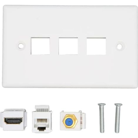 Plaque murale multifonctionnelle CAT6 Ethernet 3 ports (connecteur F) pour TV HD (1/5)
