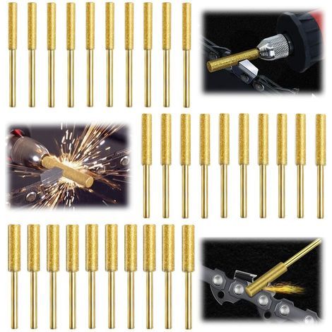 30 Piezas Gabarit Affutage Chaine de Tronconneuse, Diamant Affuteur Affuteuse de Chaine Tronçonneuse, Lime pour Chaine de Tronconneuse, 3 Tailles Différentes pour Tronçonneuse Affûter et Poncer (1/4)